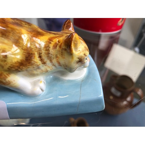 97 - Stella Crofts (1898-1964), Cat Eating, a Royal Worcester figure, model no.2897, glazed in colours, p... 