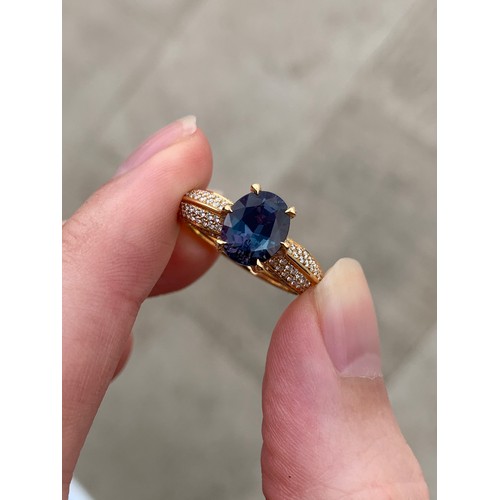 126 - A Kat Florence 18ct gold, alexandrite and diamond ring, the Russian alexandrite 2.57cts and 9.2x7.4c... 