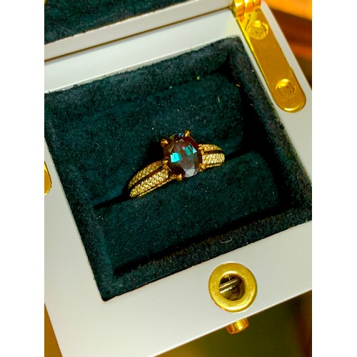 126 - A Kat Florence 18ct gold, alexandrite and diamond ring, the Russian alexandrite 2.57cts and 9.2x7.4c... 