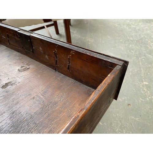 374 - A George II walnut and cross-banded lowboy, the quarter veneered top over single drawer, on cabriole... 