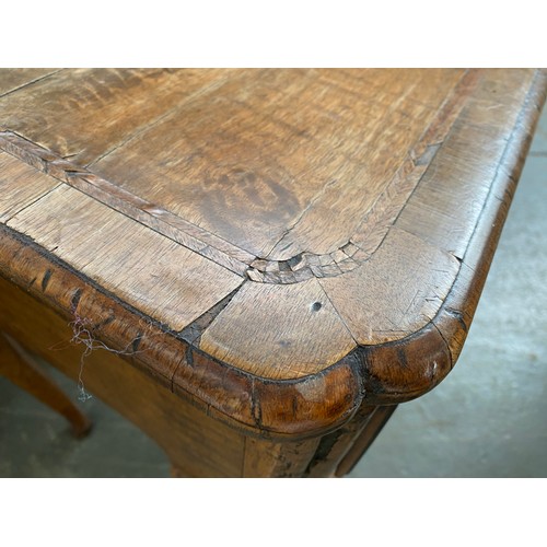 374 - A George II walnut and cross-banded lowboy, the quarter veneered top over single drawer, on cabriole... 