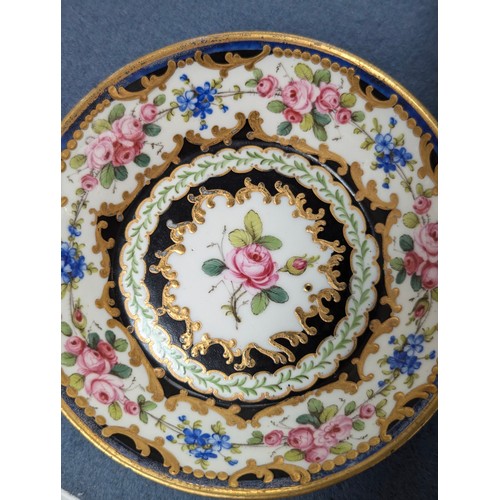 247 - A collection of six 19th and 20th century Sevres porcelain coffee cans and saucers, one repaired, th... 