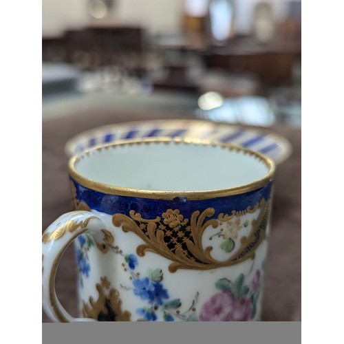 247 - A collection of six 19th and 20th century Sevres porcelain coffee cans and saucers, one repaired, th... 