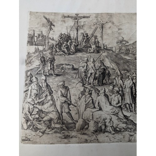 279 - After Lucas van Leyden (1494–1533 Leiden), 'Calvary (Golgotha)', c.1533, a 16th century engraving de... 