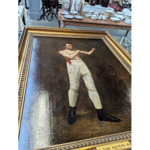 311 - A late 18th/early 19th century portrait of a pugilist 'Tom Sayers', oil on canvas, 60x45cm

Provenan... 