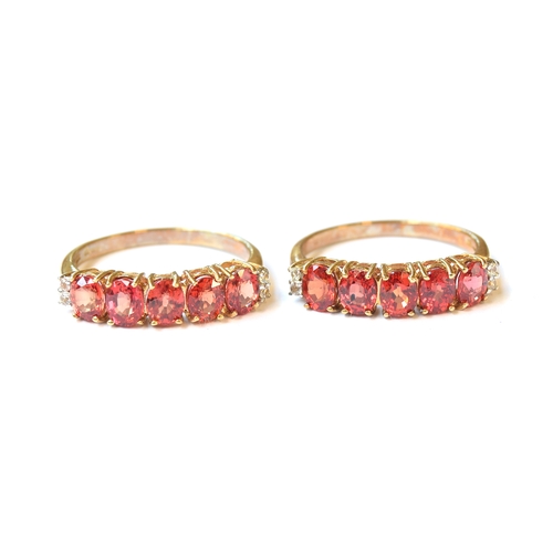 48 - Two 9ct gold Tanzanian ruby and white sapphire rings, each ring set with 1.85cts of rubies, each rub... 