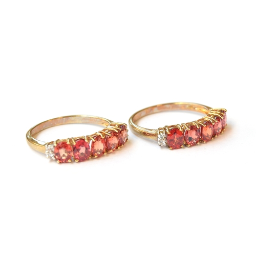 48 - Two 9ct gold Tanzanian ruby and white sapphire rings, each ring set with 1.85cts of rubies, each rub... 