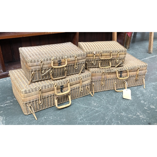 663 - Four wicker hampers, the larger two 55cmW