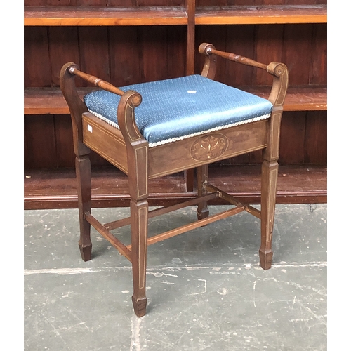 673 - An Edwardian marquetry piano stool