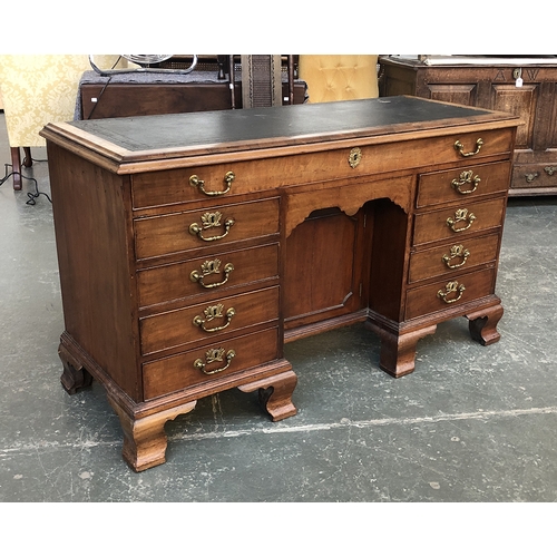 677 - A Victorian pedestal desk, tooled black leather skiver over a single long drawer, central kneehole c... 