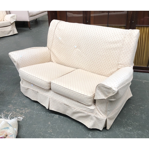 680 - A small two seater sofa 140cmW; together with two matching armchairs