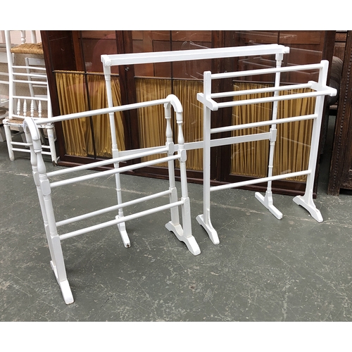 681 - Three white painted towel rails, 66cmW and 92cmW