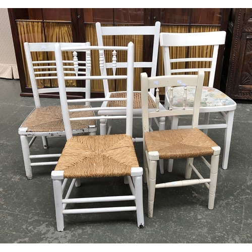 682 - Five various white painted side chairs