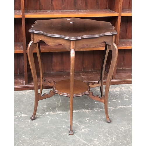 685 - A late Victorian occasional table on turned ebonised base and parquetry foliate inlay, 42x42x58cmH; ... 