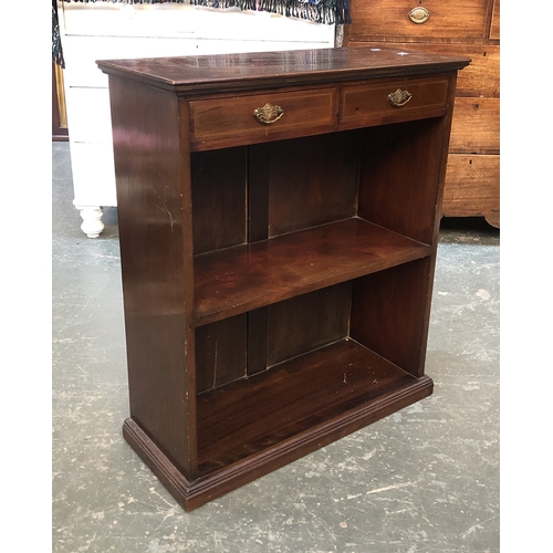 711 - A small mahogany bookcase, with two drawers over shelves, 79cmW; together with one other with two ad... 