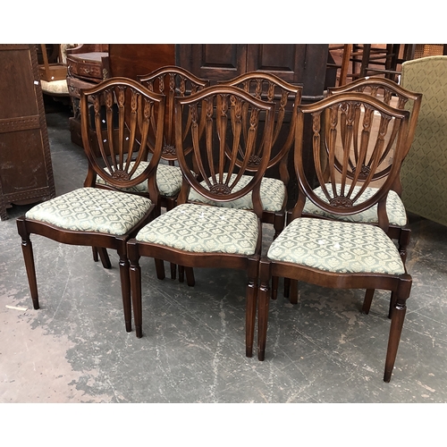 727 - A set of six 20th century shield back dining chairs with drop in seats, in 18th century taste