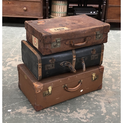 748 - Three vintage suitcases, 62cmW and 66cmW