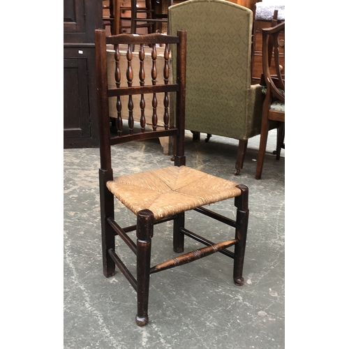 752 - A spindleback side chair with rush seat