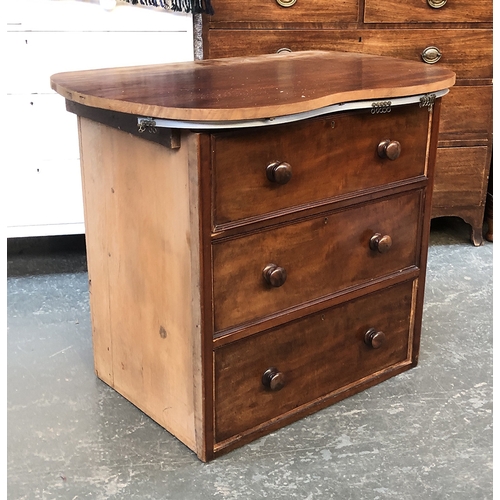 709 - Three mahogany drawers with turned knobs (later top added, sides missing), 77cmW