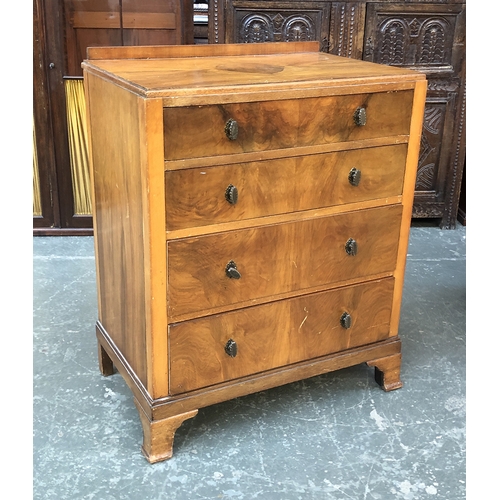 718 - A mid century chest of four drawers on bracket feet, 75cmW