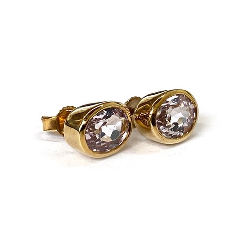 43 - A pair of 9ct gold Katlang pink topaz stud earrings, gross weight 2.4g