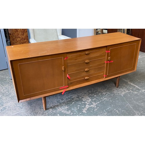 825 - A mid century sideboard, with three central drawers flanked by cupboards, 166x48x73cmH