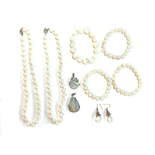 42 - A quantity of opaline glass bead jewellery to include 925 silver hook drop earrings