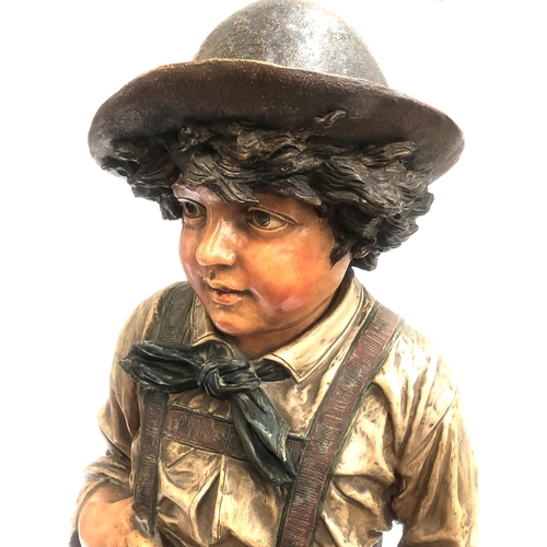 1392 - A large 20th century plaster statue of a young Dutch boy, stamped DEP 3455 to base, 83cm high