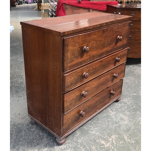 1270 - A Victorian mahogany secretaire chest, the fitted drawer over three further graduating drawers on bu... 