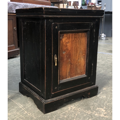 1288 - A black stained hardwood cabinet with single-panelled door, 51x40x65cmH