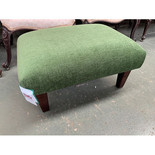 1262 - A contempoary 'PF Collections Ltd' green upholstered footstool, 71x53x38cmH