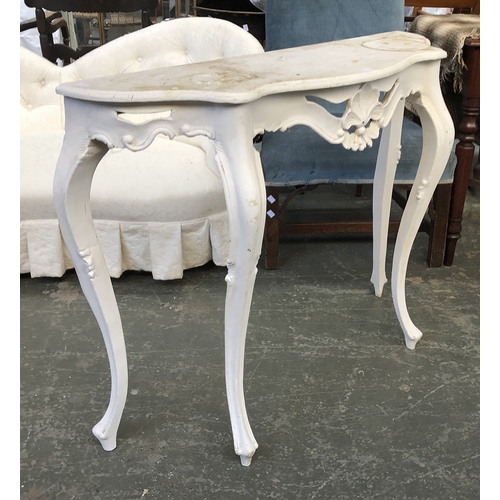 1284 - A pine white painted serpentine console table in Victorian taste, 102cmW