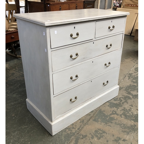 1289 - A grey painted chest of two short over three long drawers, on plinth base, 107x54x108cmH