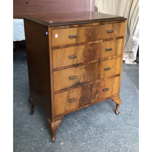 1299 - A 20th century chest of four drawers on cabriole legs, 77cmW