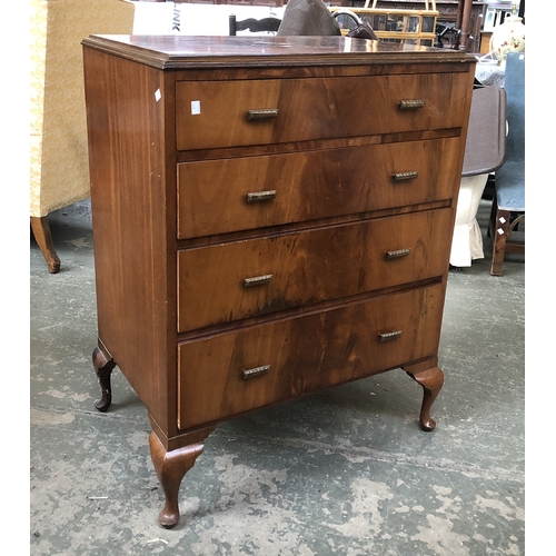 1299 - A 20th century chest of four drawers on cabriole legs, 77cmW