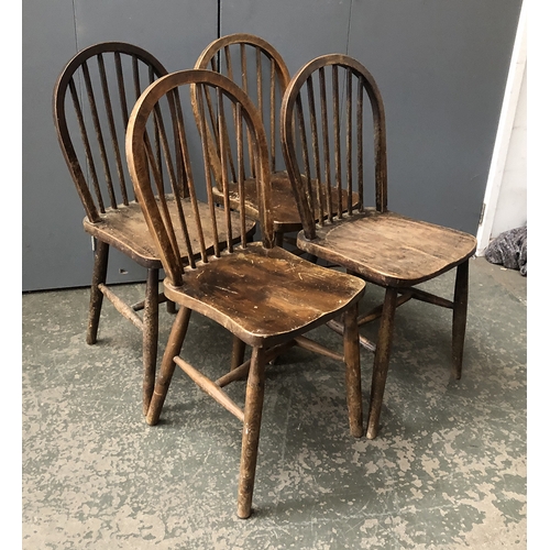 1316 - A set of four hoop back Windsor side chairs, two with early Ercol CC41 stamp