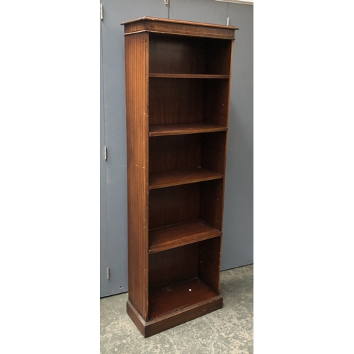 1357 - A narrow mahogany bookcase with four adjustable shelves, 60x30x183cmH