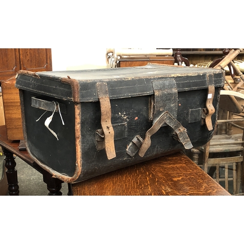 1310 - A Victorian leather travel trunk marked A.M.M Carlisle, 69cmW