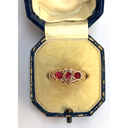 141 - An Edwardian 9ct gold, ruby and diamond ring, hallmarked for Chester, Lewis Edwin Neale, 1906, size ... 