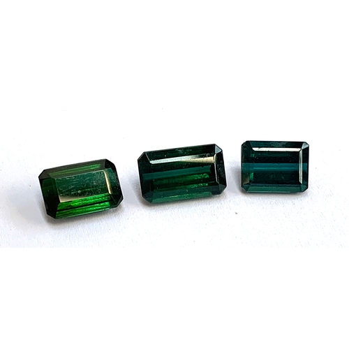 92 - Three loose emerald cut tourmaline stones, totalling approx. 11.3cts