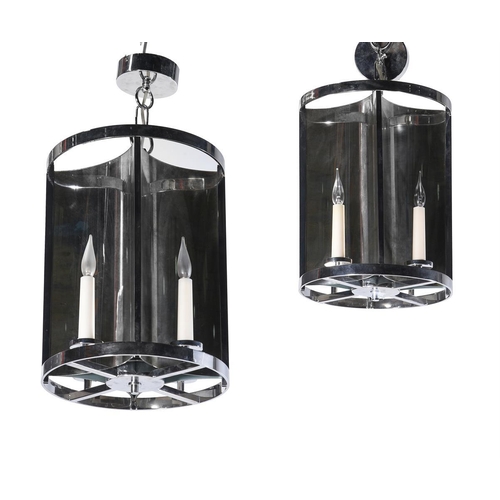 1366A - A set of twelve mirrored wall lights with candle bulbs, together with two pendant lanterns, the wall... 