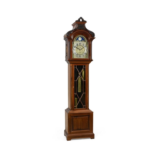 1379 - A mahogany longcase clock, first quarter 20th century, with eight-day chiming movement striking on a... 