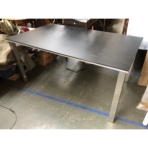 1397 - An aluminium and acrylic contemporary table, approx. 160x100x74cmH