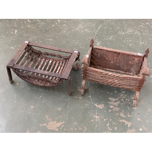 1335 - Two cast iron fire grates, 43cmW and 39cmW