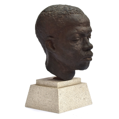 113 - Rhona Stern (South African, 1914-1998), portrait bust of a young man, on a granite plinth base, 37cm... 