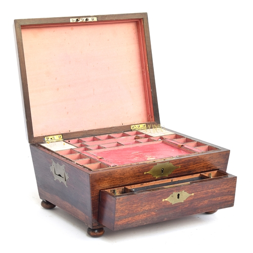 404 - A George IV mahogany dual sewing/writing box, by Podmore & Powells of Chester, with campaign style b... 