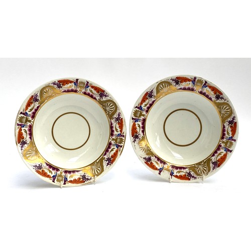 185 - A pair of early 19th century Royal Crown Derby soup bowls c.1805-20, florally painted with grapes an... 