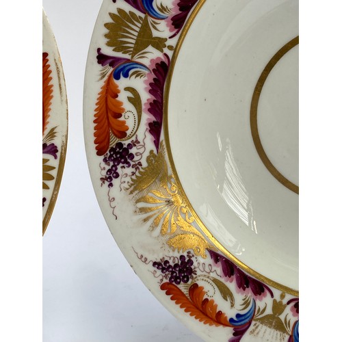 185 - A pair of early 19th century Royal Crown Derby soup bowls c.1805-20, florally painted with grapes an... 