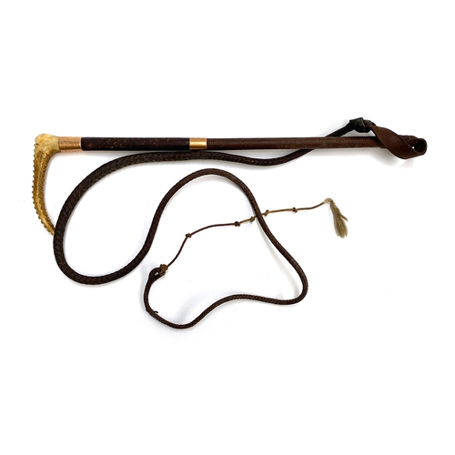 1 - A gent's hunting whip by Callow, with two 15ct gold collars, the first collar inscribed IPING, the s... 