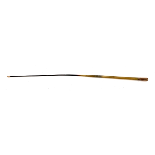 13 - A horn cutting whip with 9ct gold pommel, 62cmL